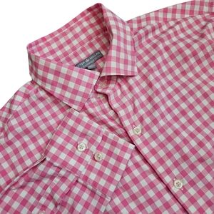 Peter Millar Pink and White Gingham Button-Down Shirt